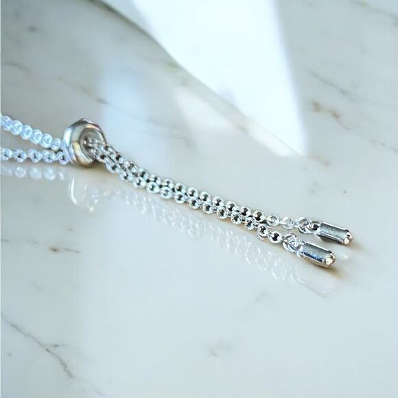 FANCIME Infinity Solid Sterling Silver  Cubic Zirconia  Adjustable Bolo Bracelet - Picture 4 of 8